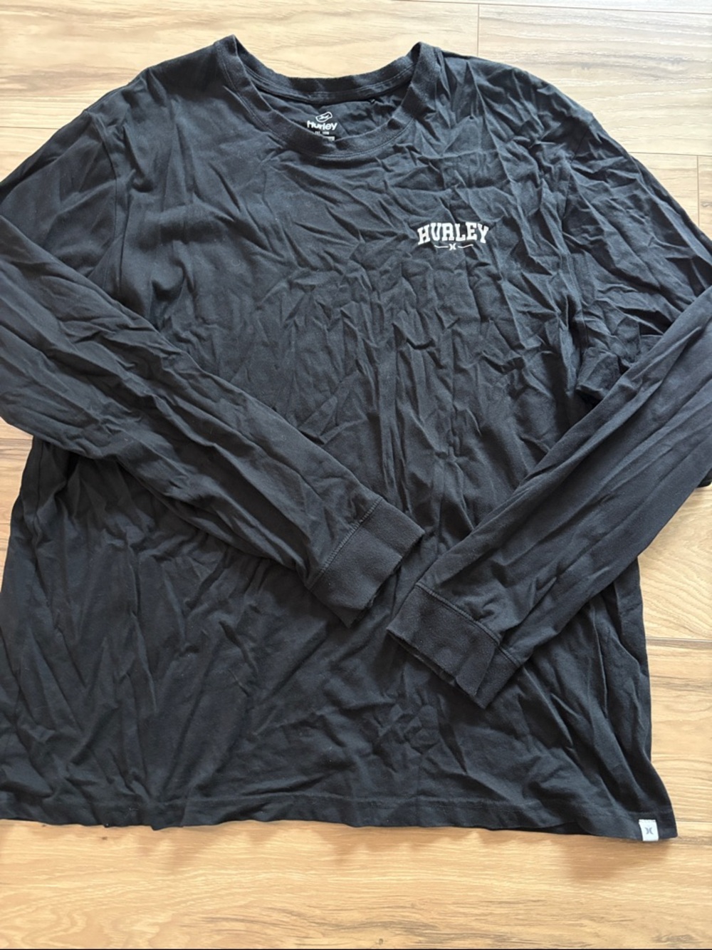 Hurley Black Long Sleeve Logo Crew Tee